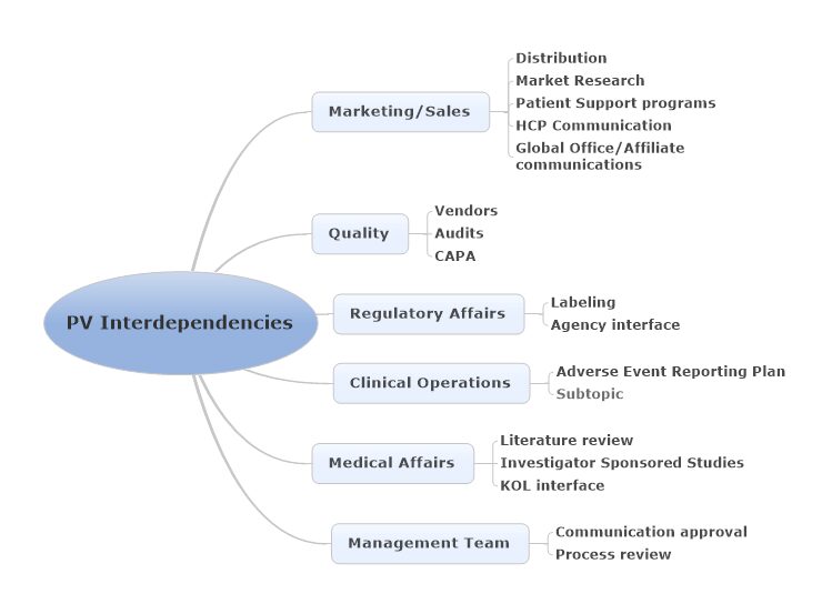A mind map of the different types of business related activities.